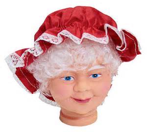 Vintage 4\" Old Fashioned Mrs. Santa Head w/Hat